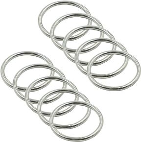 Multi-Purpose O Ring Welded Stainless Steel Rings 5mm/0.2" Thick 50mm/2" Outer Dia - Pack of 10pcs