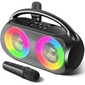 K30 Karaoke Machine Adults Kids,Portable Bluetooth 5.3 Speaker with 2 Wireless Microphones,Singing Machine for TV Birthday Home Party Gift,PA System with Echo/Bass/Treble,Support AUX,USB,TF