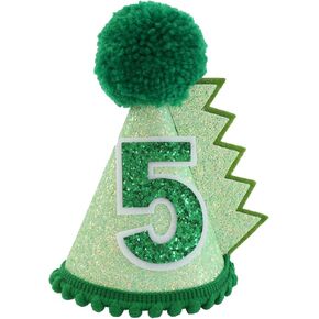 قبعة عيد ميلاد الديناصورات باللون الأخضر لعمر 5 سنوات، ديكورات قبعة عيد الميلاد للأطفال البنات والأولاد، مصنوعة يدويًا، قبعة طبيعية لحفلات أعياد الميلاد الأولى in Kuwait