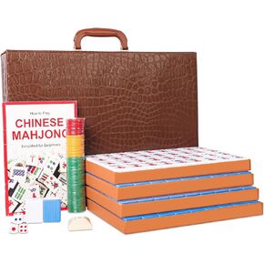 مجموعة ماجونغ الصينية، مجموعة ألعاب ماهجونغ الاحترافية، مجموعة ماه جونغ التقليدية الكاملة مع 146 بلاطة مرقمة كبيرة (1.5 بوصة، أزرق)، حقيبة حمل كلاسيكية وتعليمات (ماجيانغ، ما جونغ، ماج جونغ) in Kuwait