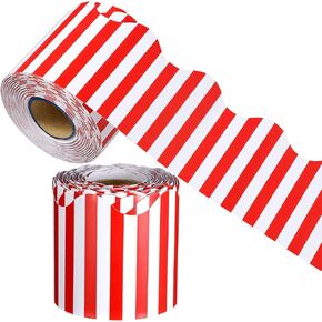 65 Feet Scalloped Bulletin Board Border Self Stick Classroom Striped Borders Wavy Line Border for Bulletin Cork Board Desk Classroom Christmas Party Supplies Decor (Black and White Stripes)