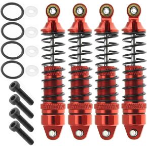 4pcs Full Alloy Front Rear Shock Absorber Damper 58mm ARA330806 for Arrma 1/18 Granite Grom Mega 380 Monster Truck Upgrade Parts (Red)