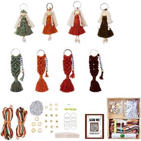 Macrame Keychain Kit for Beginners, Macrame Kits for Beginners, Macrame Supplies, Keychain Making Supplies, DIY Keychain Supplies, Boho Keychain Kits for Crafts, with Instruction Videos