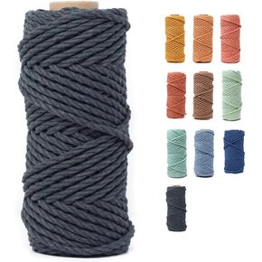 Denim 5mm x 50 Yards Macrame Cord 3 Strands (150 Feet), Recycled for Macrame Rope, 3 Strands Twisted for Wall Hanging, Hangers, Crafts, Gift Wrapping, Wedding Decorations