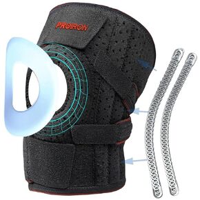 PROIRON Knee Brace with Side Stabilizers & Patella Gel Pads for Knee Pain Men and Women,Adjustable Knee Support for Arthritis Pain,ACL MCL Injury Recovery,Running - Gray Orange 【Single Pack】