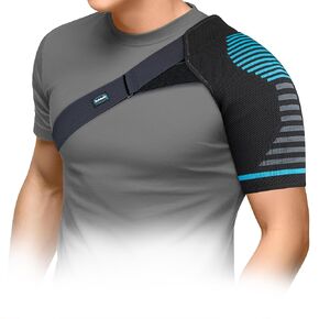 Dr. Scholl's Compression Shoulder Support with Massaging Gel, Breathable Fabric, Shock-Absorbing Shoulder Brace for Shoulder Pain Relief, Built-in Gel Padding & All-Day Support (Size S/M)