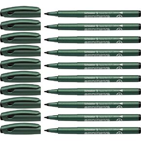 Topwriter 157 Fiber Tip Pen.8mm, Green Barrel, Red Ink, Box of 10 (115702)