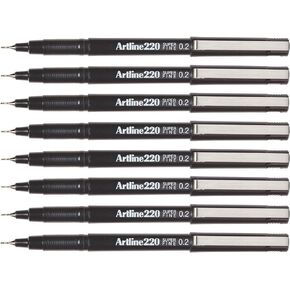 Artline Fineliner sketch artist pens, extra fine point 0.2mm - 8 Count (Black, Extra Fine 0.2mm)