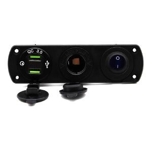 لوحة مقبس شاحن USB مزدوج QC3.0 للسيارة، مقبس محول طاقة ولاعة سجائر 12 فولت مقاوم للماء ومفتاح تشغيل وإيقاف، لوحة متعددة الوظائف لشاحنة القارب والسيارة RV، مناسبة لسيارة 12-24 فولت