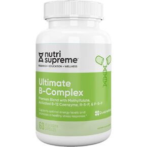 Nutri Supreme Ultimate B Complex, Highly Absrobable Essential B Vitamins with Methylfolate to Support Nervous System Function, 60 Capsules