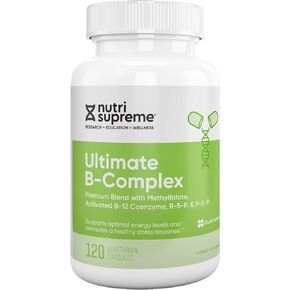 Nutri Supreme Ultimate B Complex, Highly Absrobable Essential B Vitamins with Methylfolate to Support Nervous System Function, 60 Capsules