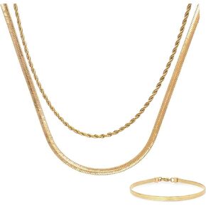 قلادة Hey Harper Nassau وسوار Nassau مع حزمة سلسلة سهلة - مقاومة للماء والعرق - مجوهرات من الفولاذ المقاوم للصدأ للارتداء اليومي العصري in Kuwait