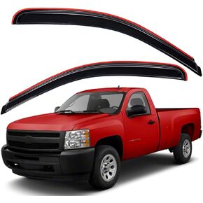 Lightronic WV192326 In-Channel Car Window Deflector Rain Guards, Dark Smoke, 2-Pieces Set, Fits 2007-2013 Chevrolet Silverado/GMC Sierra 1500, 2007-2014 Silverado/Sierra 2500 HD & 3500 HD, Regular Cab