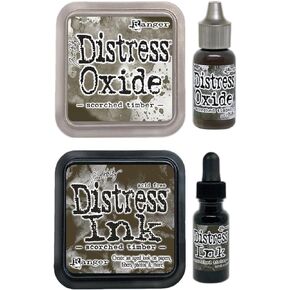 Bundle - Scorched Timber - Both Ink Pads and Reinkers, Oxide and Sandard - New for January 2024 Tim Holtz Ranger Ink Last Distress Color