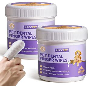 Teeth Cleaning Wipes for Dogs & Cats, Remove Bad Breath by Removing Plaque and Tartar Buildup No-Rinse Dog Finger Toothbrush, Disposable Gentle Cleaning & Gum Care Pet Wipes, 100 Counts