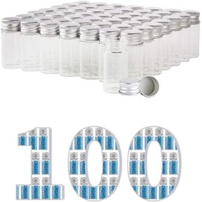 5Ml Small Glass Sample Vials with Aluminum Cap Screw Top Lids, Clear Liquid Glass Bottle,22x30mm,Pack of 100 in Kuwait