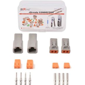 طقم موصل JRready ST6138 DTP 2 دبوس موصل رمادي مقاوم للماء مع حجم 12 اتصال صلب 12-14 AWG، مجموعتان