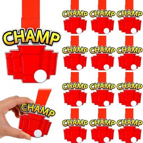 Zonon 12 Pcs Beer Table Tennis Award Medals with Neck Ribbon Bulk Champ Beer Olympics Medals 1st Place Beer Award Trophy for Kids Adults Competitions Party Supplies Winner Gifts