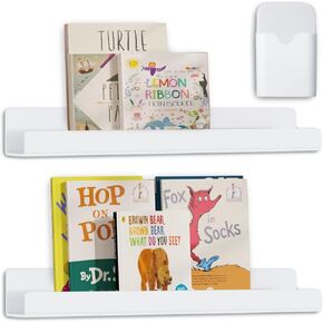 2 Pcs Magnetic Book Shelf for Whiteboard,Reusable Magnetic Book Holder and Magnetic Pen Holder，Use for Classroom,Office, Refrigerator (White)