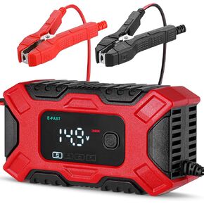 Car Battery Charger (12V / 6A), Automotive Trickle Charger for Lead Acid Batteries, Smart LCD Display w/ 4 Charging Modes, Automobile Maintainer for Car, Motorcycle, Lawn Mower, RV & ATV