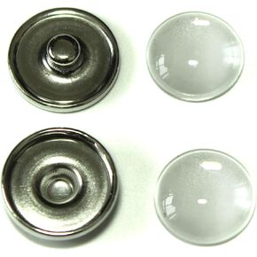 ALL in ONE Flat Round Platinum Snap Button Cabochon Tray (18mm Tray Only - 50pcs)