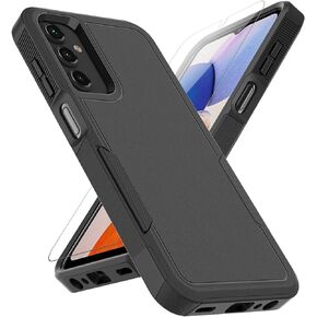 for Samsung Galaxy A15 5G Case: Dual Layer Protective Heavy Duty Cell Phone Cover Shockproof Rugged with Screen Protector - Military Protection Bumper Tough - Samsung Galaxy A15 5G 2024, Black
