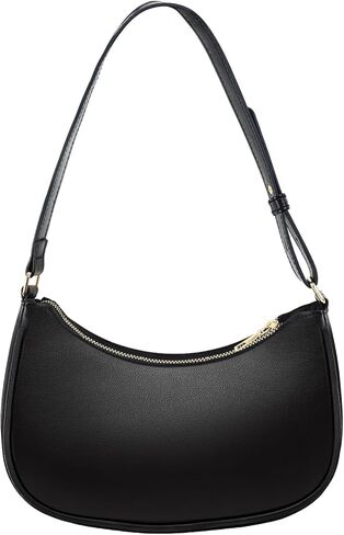 OPPOSHE Black Soft PU Leather Crescent Shoulder Bag for Women, Small Purses with Zipper Closure, Retro Classic Tote HandBag Shoulder Bags Clutch Purse in Kuwait
