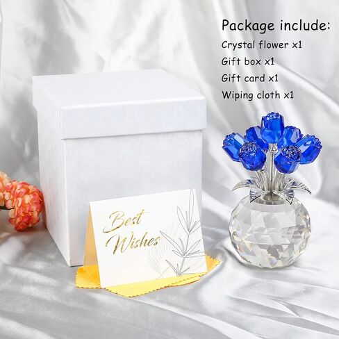 Movdyka Black Rose Flower Crystal Figurine with Vase, Bouquet Flowers Gifts for Wife Girlfriend Women - Fake Black Roses Halloween Gothic Decor in Kuwait