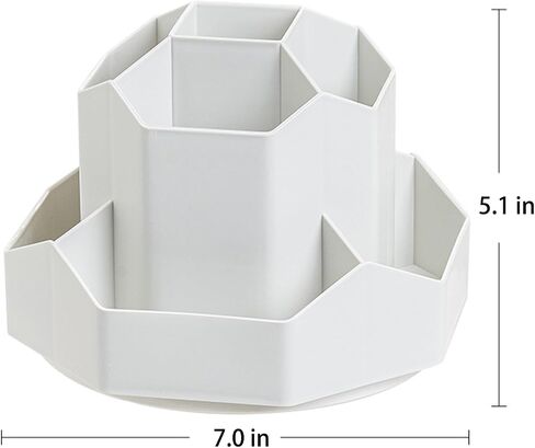 Pencil Pen Holder for Desk,9 Slots 360 Degree Rotating Desk Organizers,Desktop Storage Stationery Supplies Organizer, Cute Pencil Cup Pot For Office, School, Home (white) in Saudi Arabia
