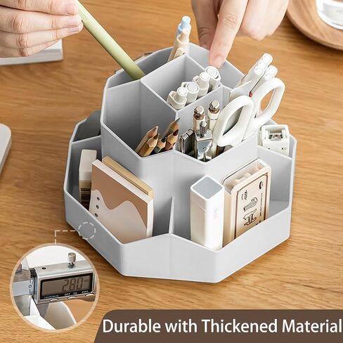 Pencil Pen Holder for Desk,9 Slots 360 Degree Rotating Desk Organizers,Desktop Storage Stationery Supplies Organizer, Cute Pencil Cup Pot For Office, School, Home (white) in Saudi Arabia