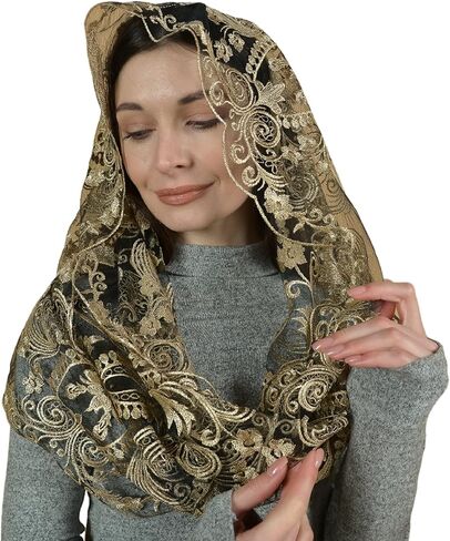 Catholic Mantilla Mass Infinity Veil Church Lace Veil Spanish Chapel Church Veil Women Cathedral Mass Infinity in Saudi Arabia