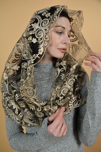 Catholic Mantilla Mass Infinity Veil Church Lace Veil Spanish Chapel Church Veil Women Cathedral Mass Infinity in Saudi Arabia