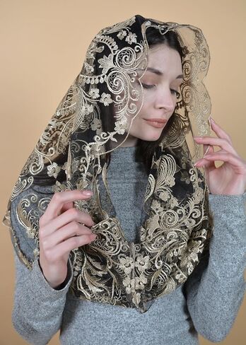Catholic Mantilla Mass Infinity Veil Church Lace Veil Spanish Chapel Church Veil Women Cathedral Mass Infinity in Saudi Arabia
