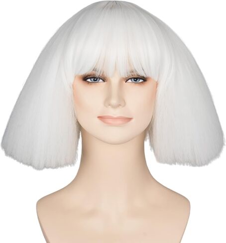 Miss U Hair Short Kinky Straight Taro Wig Women Fashion Party Hair Cosplay Wig White Color in Saudi Arabia