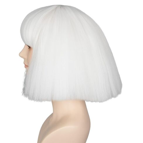 Miss U Hair Short Kinky Straight Taro Wig Women Fashion Party Hair Cosplay Wig White Color in Saudi Arabia