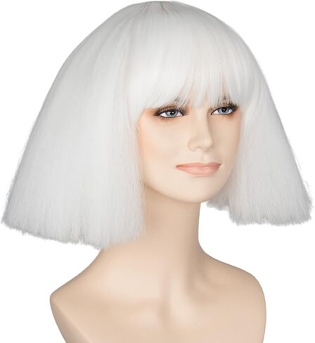 Miss U Hair Short Kinky Straight Taro Wig Women Fashion Party Hair Cosplay Wig White Color in Saudi Arabia