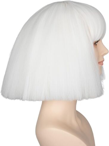 Miss U Hair Short Kinky Straight Taro Wig Women Fashion Party Hair Cosplay Wig White Color in Saudi Arabia