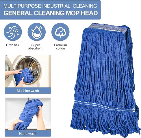 4 Pieces Mop Head Replacement Heavy Duty Commercial Mop Heads Wet Industrial String Cotton mop Cotton Looped End String Head Refill in Saudi Arabia