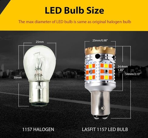 LASFIT 1157 LED لمبة التبديل مع المدمج في المقاوم Canbus خطأ الجبهة بدوره إشارة الضوء 2057 2357 7528 BAY15D العنبر الوامض لمبة بيضاء النهار تشغيل DRL ضوء وقوف السيارات، حزمة من 2 in Kuwait