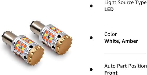 LASFIT 1157 LED لمبة التبديل مع المدمج في المقاوم Canbus خطأ الجبهة بدوره إشارة الضوء 2057 2357 7528 BAY15D العنبر الوامض لمبة بيضاء النهار تشغيل DRL ضوء وقوف السيارات، حزمة من 2 in Kuwait