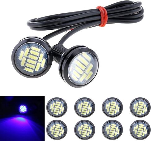 10pcs 18mm Car Eagle Eye DRL Led Daytime Running Lights LED 12V Backup Reversing Parking Signal Automobiles Lamps, Purple Light in Kuwait