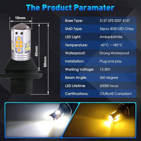 3157 4057 3057 4157 3030SMD خالية من الأخطاء مزدوجة اللون من النوع 2 مفاتيح DRL LED مصابيح إضاءة إشارة الانعطاف لا يوجد مقاومات فرط فلاش مدمجة الكل في واحد in Kuwait