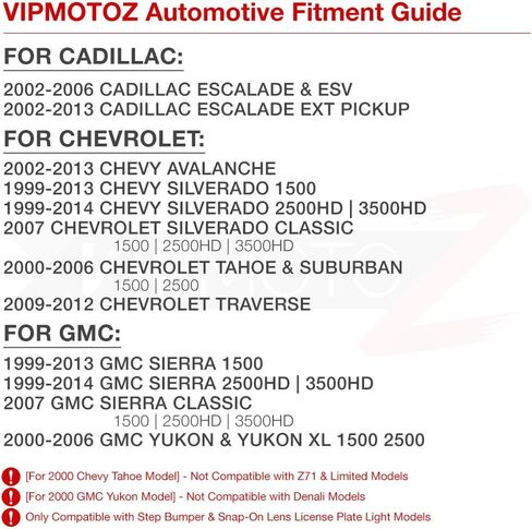 VIPMOTOZ Chrome Bezel License Plate Light Tag Lamp Housing Assembly For Chevy Silverado GMC Sierra 1500 2500HD 3500HD Avalanche Cadillac Escalade Tahoe Suburban Traverse Yukon XL in Saudi Arabia