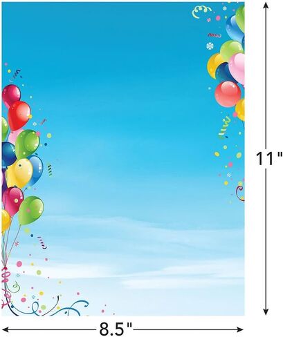 Great Papers! Balloons Everywhere Letterhead for Invitations, Announcements and Personal Messages, Printer Friendly 8.5" x 11", 50 Pack (2023062) in Saudi Arabia