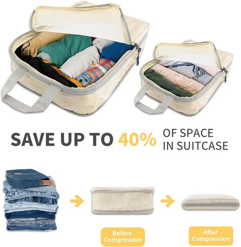 6 مجموعات من مكعبات التعبئة المضغوطة لحقائب السفر، وحقائب تنظيم السفر للأمتعة، وحقائب ضغط السفر للتعبئة كإكسسوارات سفر للنساء والرجال وأساسيات السفر (بيج) in Kuwait