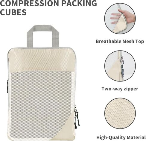 6 مجموعات من مكعبات التعبئة المضغوطة لحقائب السفر، وحقائب تنظيم السفر للأمتعة، وحقائب ضغط السفر للتعبئة كإكسسوارات سفر للنساء والرجال وأساسيات السفر (بيج) in Kuwait