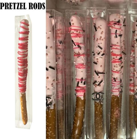 Vowcarol 50 Clear Pretzel Rod Boxes, 1 x 1 x 8 Inches Pretzel Boxes in Saudi Arabia