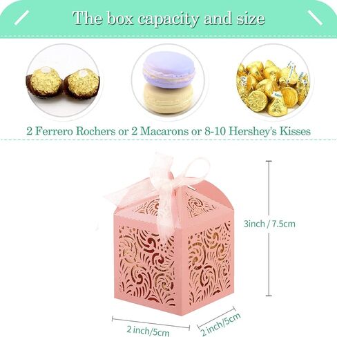 COTOPHER 100Pcs Laser Cut Favor Boxes, 2x2x2.75in Small Gift Boxes for Presents, Party Wedding Favors Boxes with Ribbon, Mini Candy Boxes for Event Bridal Shower Anniversary Birthday Christmas, Navy in Saudi Arabia