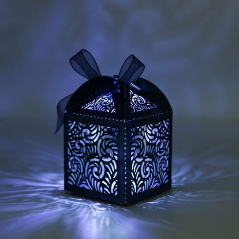 COTOPHER 100Pcs Laser Cut Favor Boxes, 2x2x2.75in Small Gift Boxes for Presents, Party Wedding Favors Boxes with Ribbon, Mini Candy Boxes for Event Bridal Shower Anniversary Birthday Christmas, Navy in Saudi Arabia