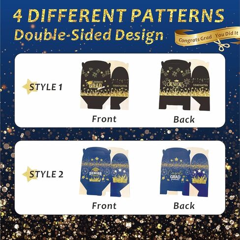 LANCU 24 قطعة من علب حلوى التخرج، صناديق حلوى التخرج بالجملة، صندوق هدايا لحفلات التخرج مع مقابض، علب هدايا باللون الأزرق والأسود لصندوق جودي الجملون فئة 2024 هدايا حفلات التخرج in Kuwait